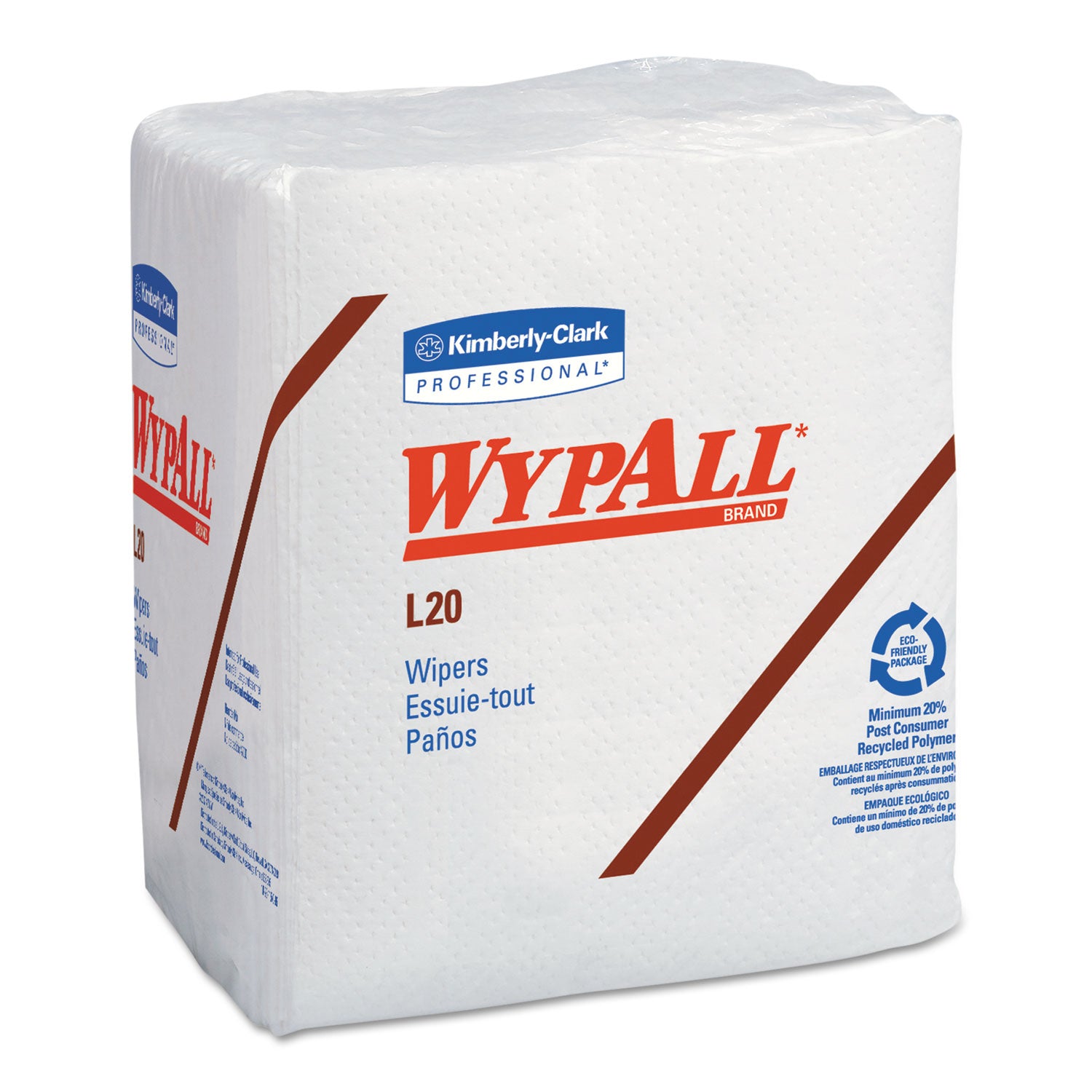 WypAll L20 Towels, 1/4 Fold, 4-Ply, 12.5 x 13, Unscented, White, 68/Pack, 12 Packs/Carton (47022)