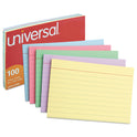 Universal Index Cards, Ruled, 5 x 8, Assorted, 100/Pack (47256)