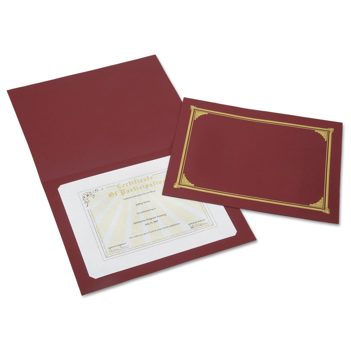 AbilityOne 7510016272958, SKILCRAFT Gold Foil Document Cover, 12.5 x 9.75, Burgundy, 6/Pack