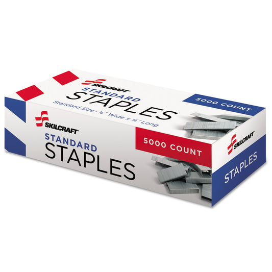 AbilityOne 7510002729662, SKILCRAFT Staples, 0.5" Crown, Steel, 5,000/Box