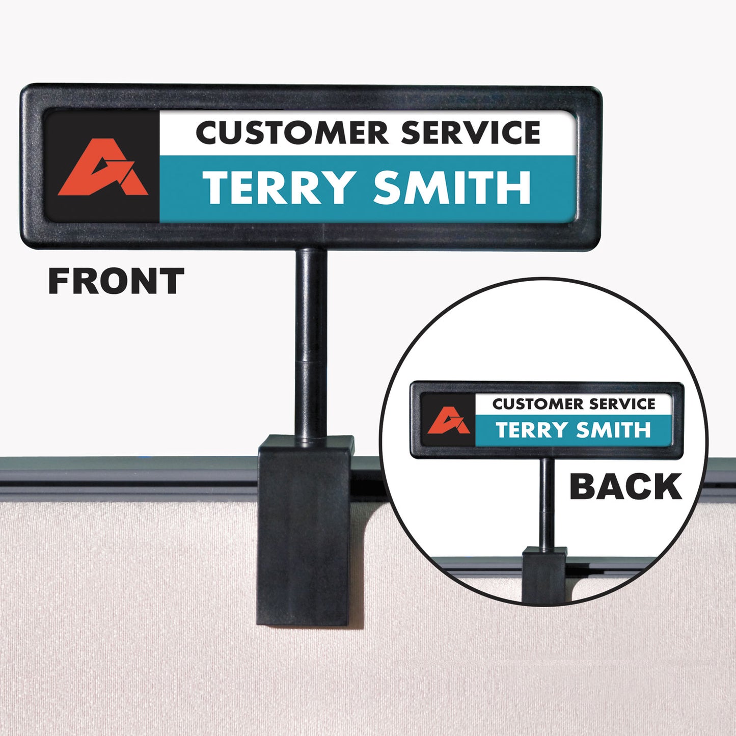 Advantus People Pointer Cubicle Sign, Plastic, 8.5 x 2, Black (75334)