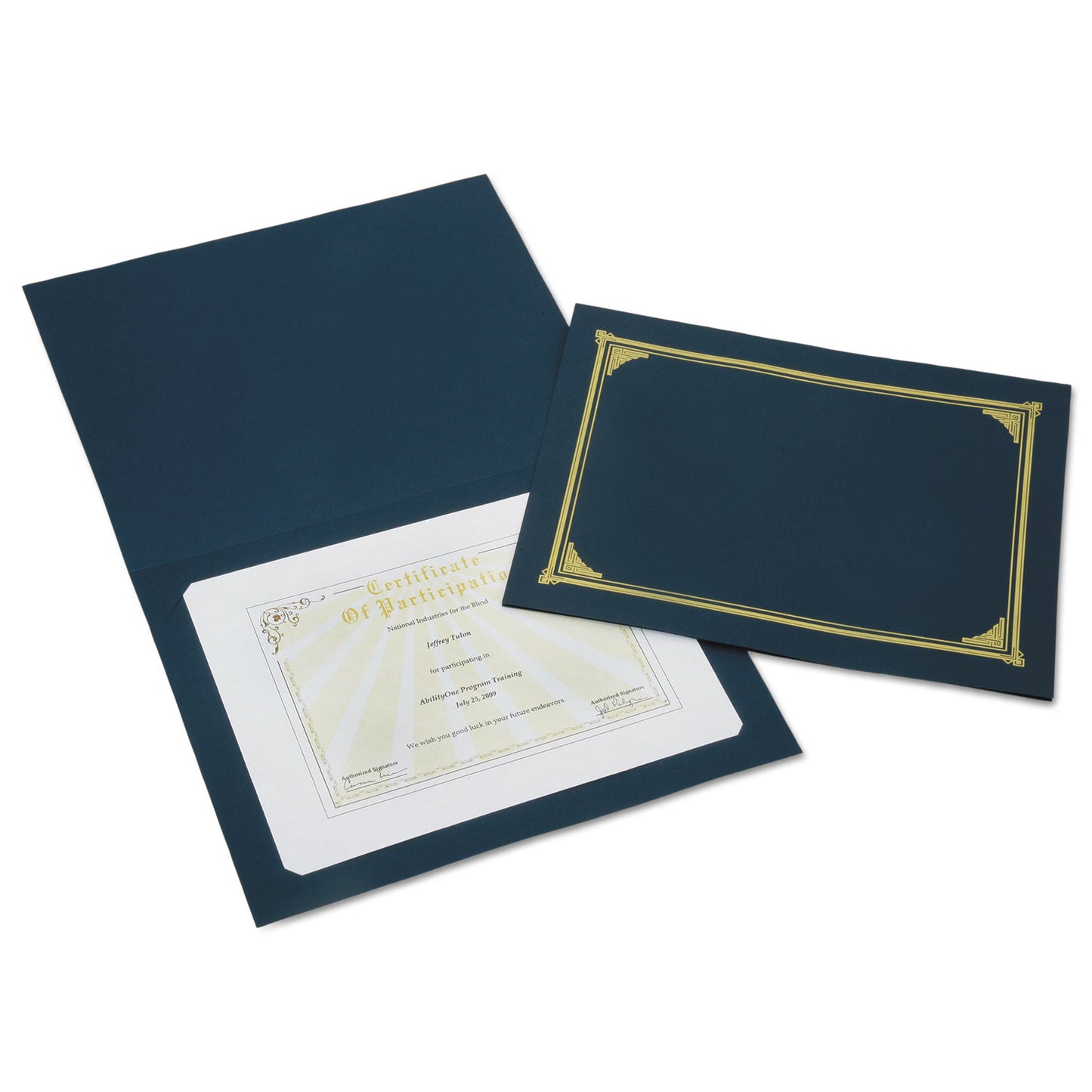 AbilityOne 7520015195771, SKILCRAFT Gold Foil Document Cover, 12.5 x 9.75, Blue, 5/Pack