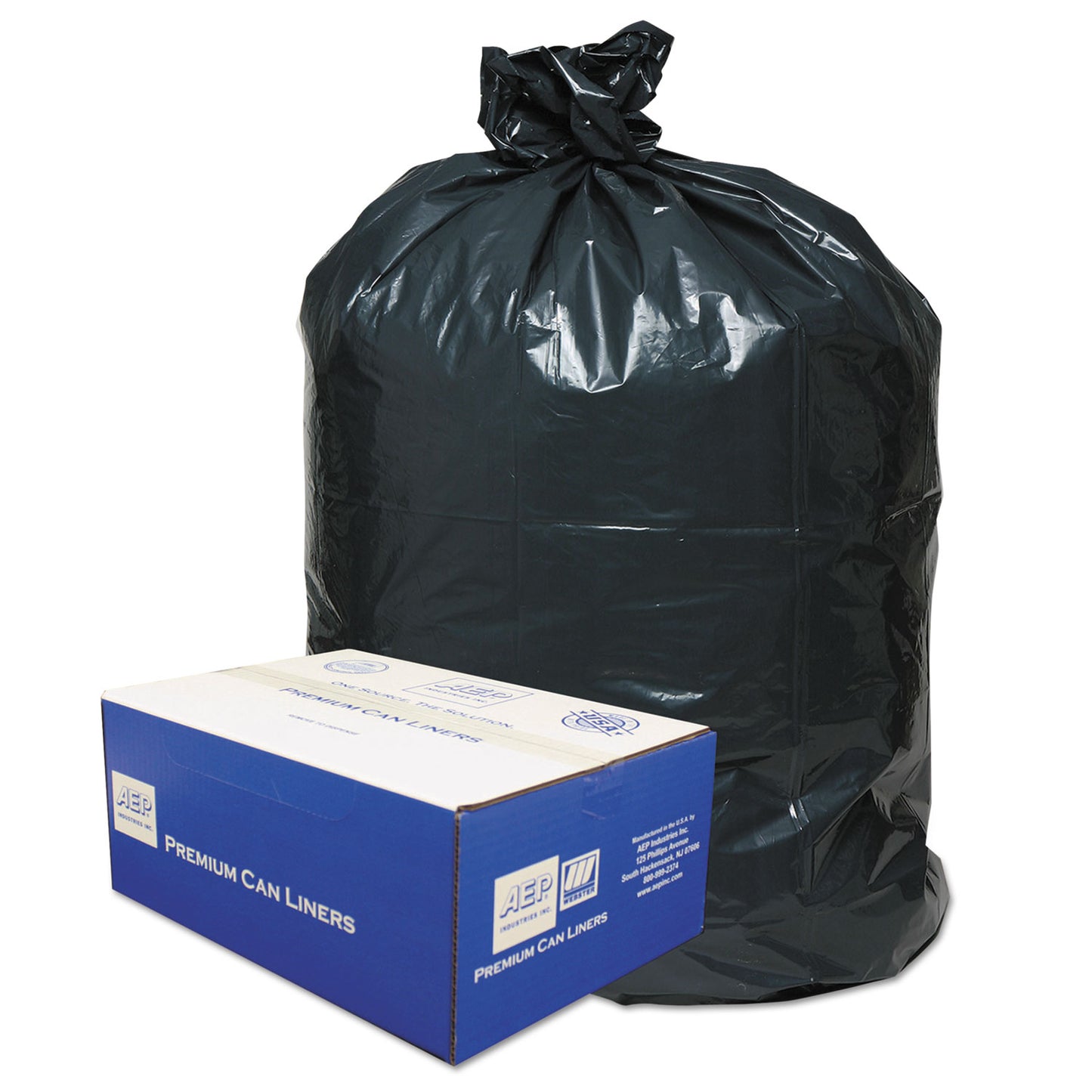 Classic Linear Low-Density Can Liners, 60 gal, 0.9 mil, 38" x 58", Black, 10 Bags/Roll, 10 Rolls/Carton (385822G)