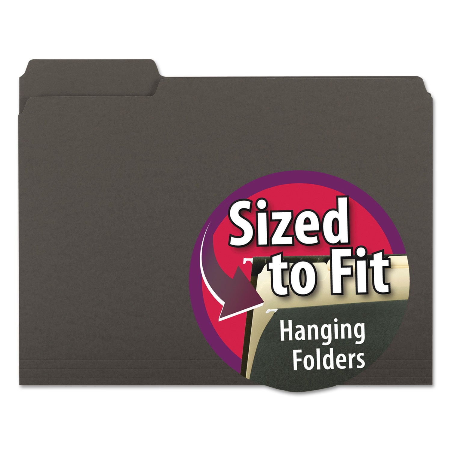 Smead Interior File Folders, 1/3-Cut Tabs: Assorted, Letter Size, 0.75" Expansion, Black/Gray, 100/Box (10243)