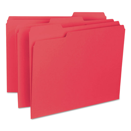 Smead Interior File Folders, 1/3-Cut Tabs: Assorted, Letter Size, 0.75" Expansion, Red, 100/Box (10267)