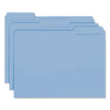 Smead Interior File Folders, 1/3-Cut Tabs: Assorted, Letter Size, 0.75" Expansion, Blue, 100/Box (10239)