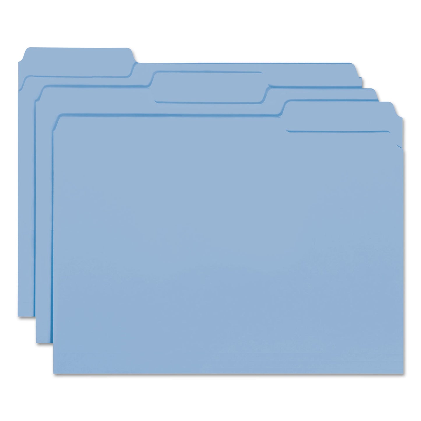 Smead Interior File Folders, 1/3-Cut Tabs: Assorted, Letter Size, 0.75" Expansion, Blue, 100/Box (10239)