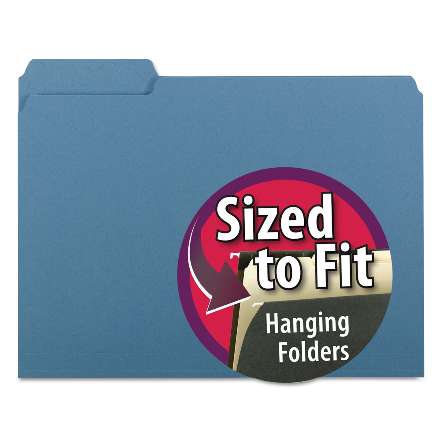 Smead Interior File Folders, 1/3-Cut Tabs: Assorted, Letter Size, 0.75" Expansion, Blue, 100/Box (10239)