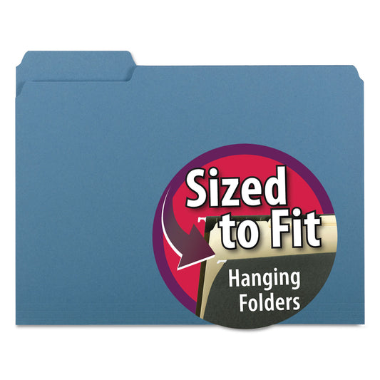 Smead Interior File Folders, 1/3-Cut Tabs: Assorted, Letter Size, 0.75" Expansion, Blue, 100/Box (10239)