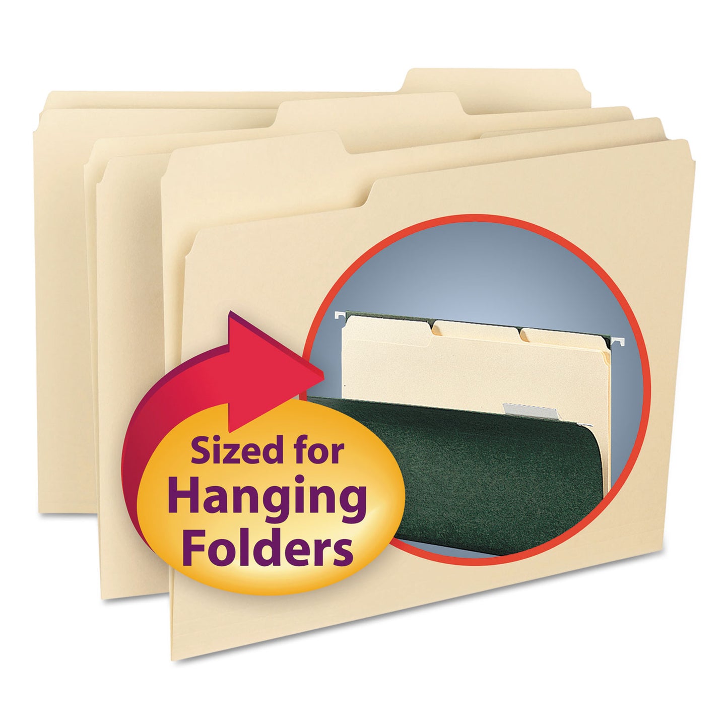 Smead Interior File Folders, 1/3-Cut Tabs: Assorted, Letter Size, 0.75" Expansion, Manila, 100/Box (10230)