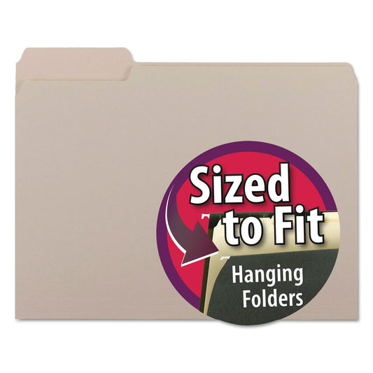Smead Interior File Folders, 1/3-Cut Tabs: Assorted, Letter Size, 0.75" Expansion, Gray, 100/Box (10251)