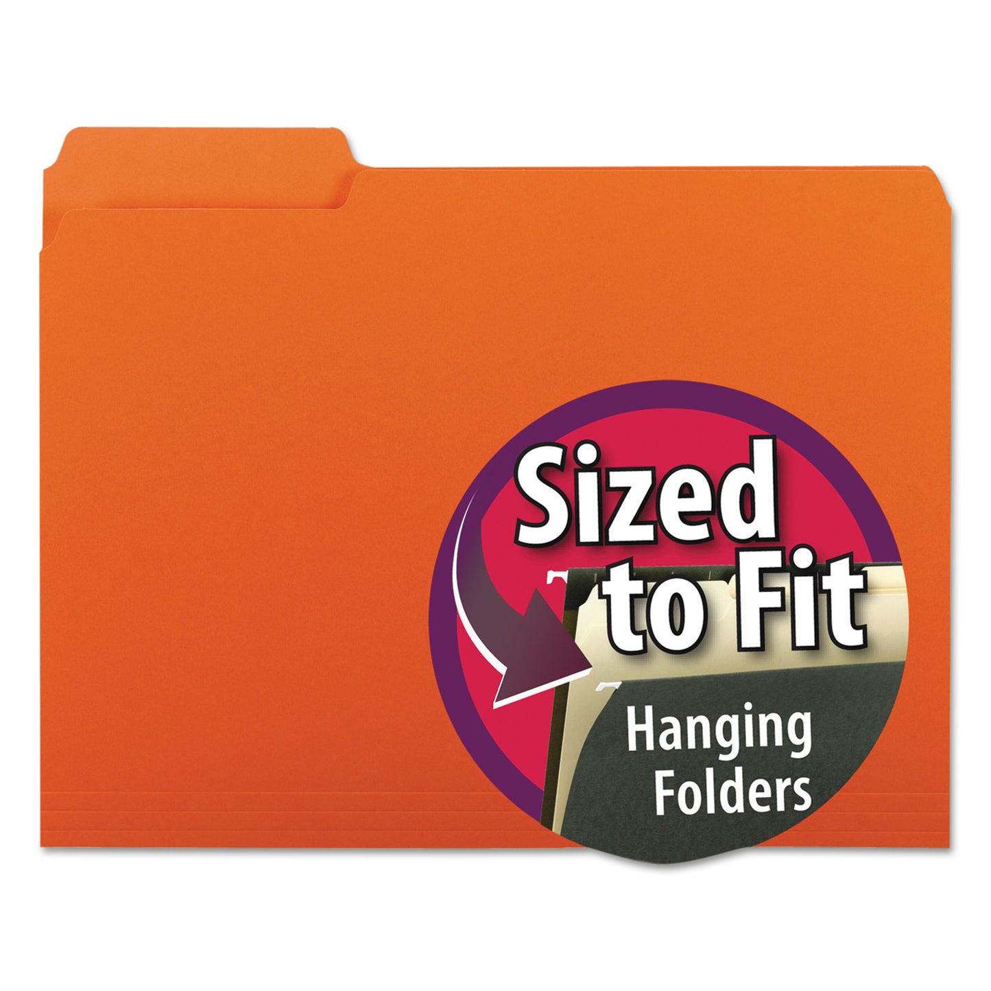 Smead Interior File Folders, 1/3-Cut Tabs: Assorted, Letter Size, 0.75" Expansion, Orange, 100/Box (10259)