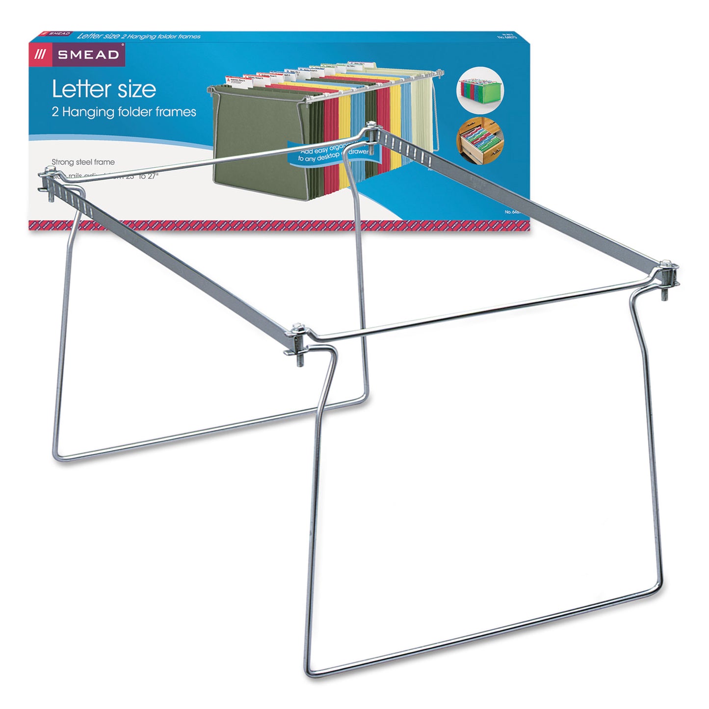 Smead Steel Hanging Folder Drawer Frame, Letter Size, 23" to 27" Long, Gray, 2/Pack (64872)