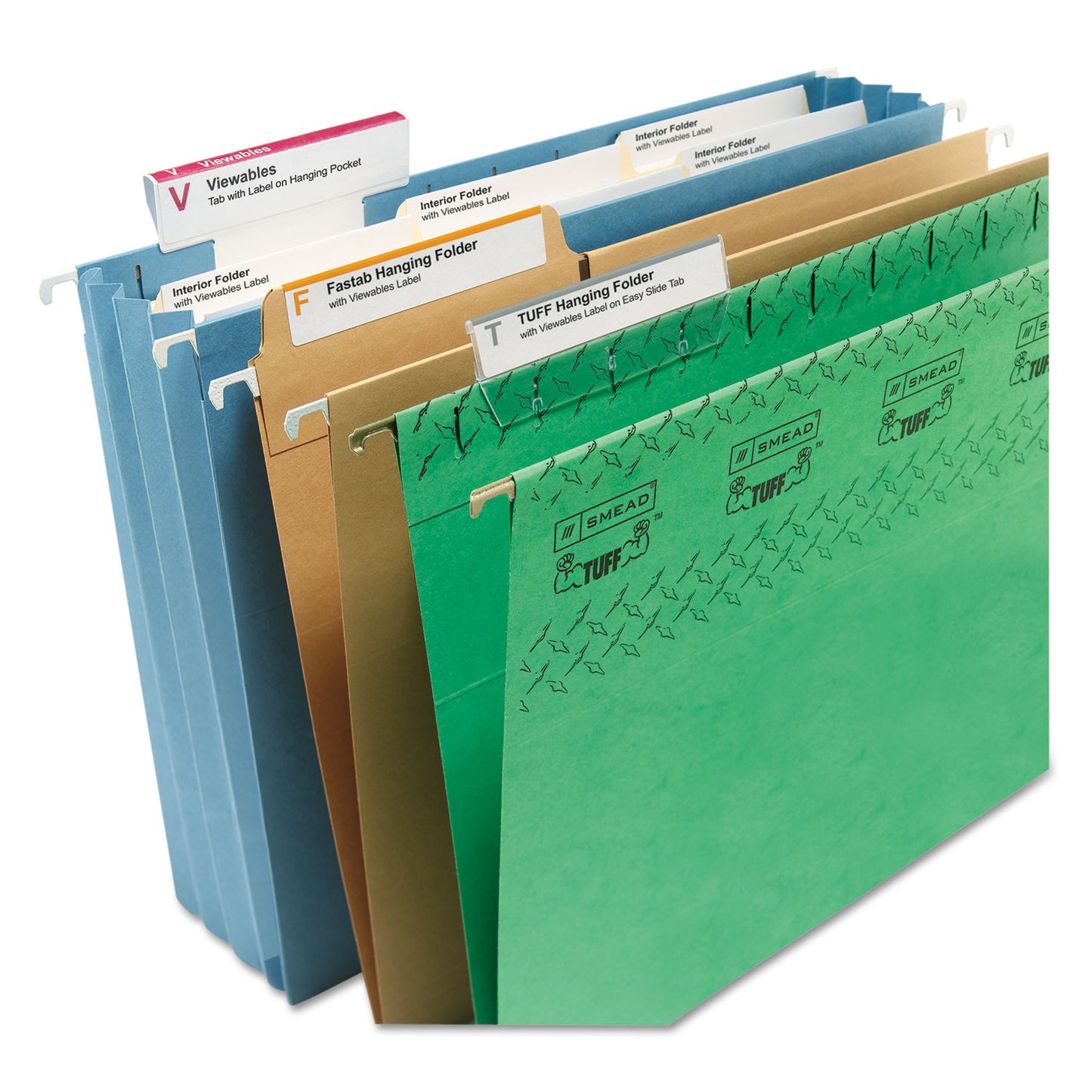 Smead Viewables Hanging Folder Tabs and Labels, Complete Bulk Pack Refill, 1/3-Cut, Assorted Colors, 3.5" Wide, 100/Box (64910)