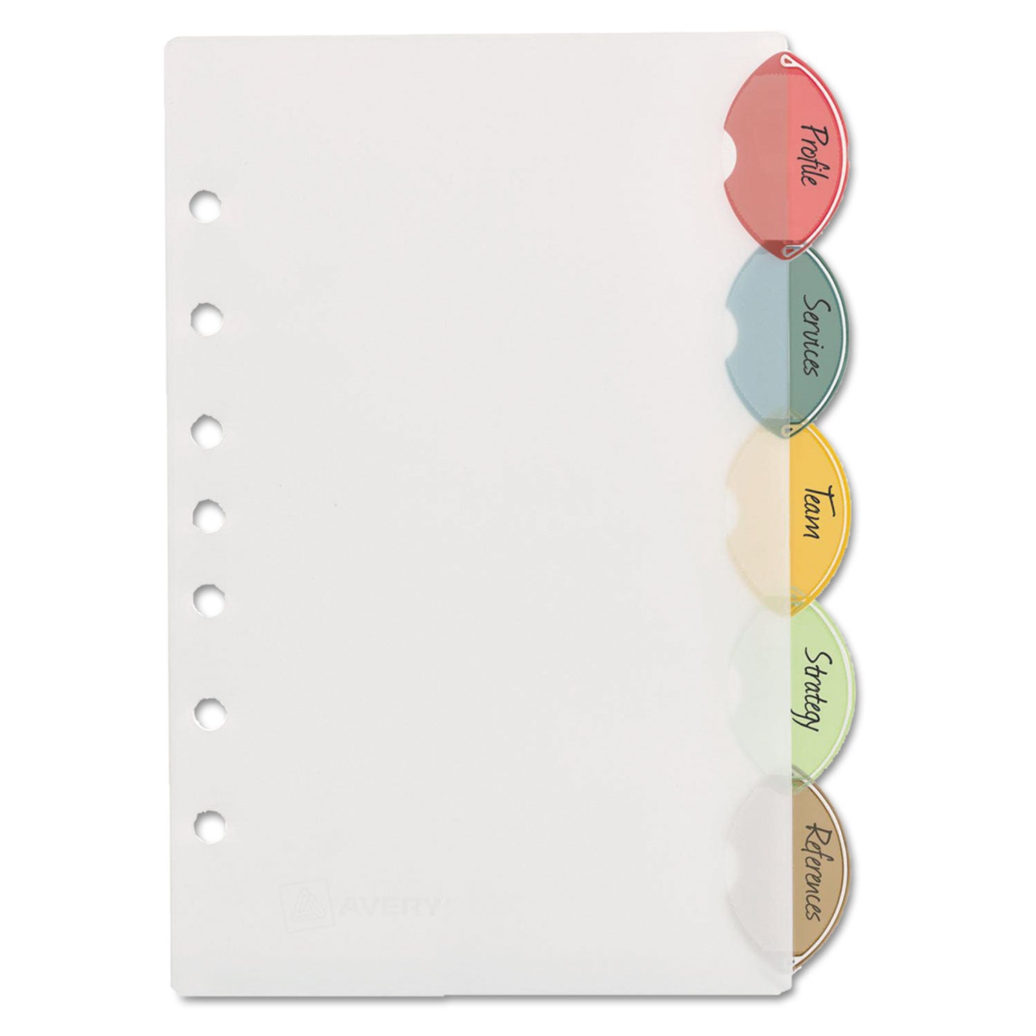 Avery Insertable Style Edge Tab Plastic Dividers, 7-Hole Punched, 5-Tab, 8.5 x 5.5, Translucent, 1 Set (11118)