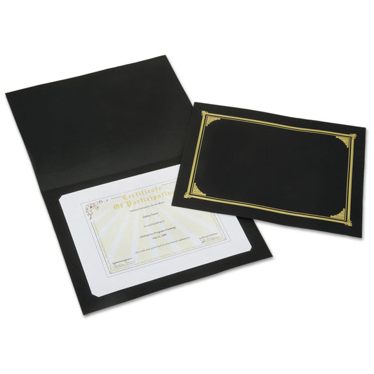 AbilityOne 7510015195770, SKILCRAFT Gold Foil Document Cover, 12.5 x 9.75, Black, 5/Pack