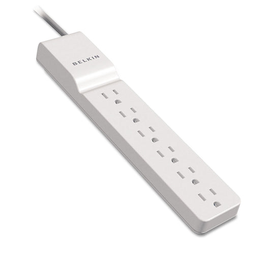 Belkin Home/Office Surge Protector, 6 AC Outlets, 4 ft Cord, 720 J, White (BE10600004)