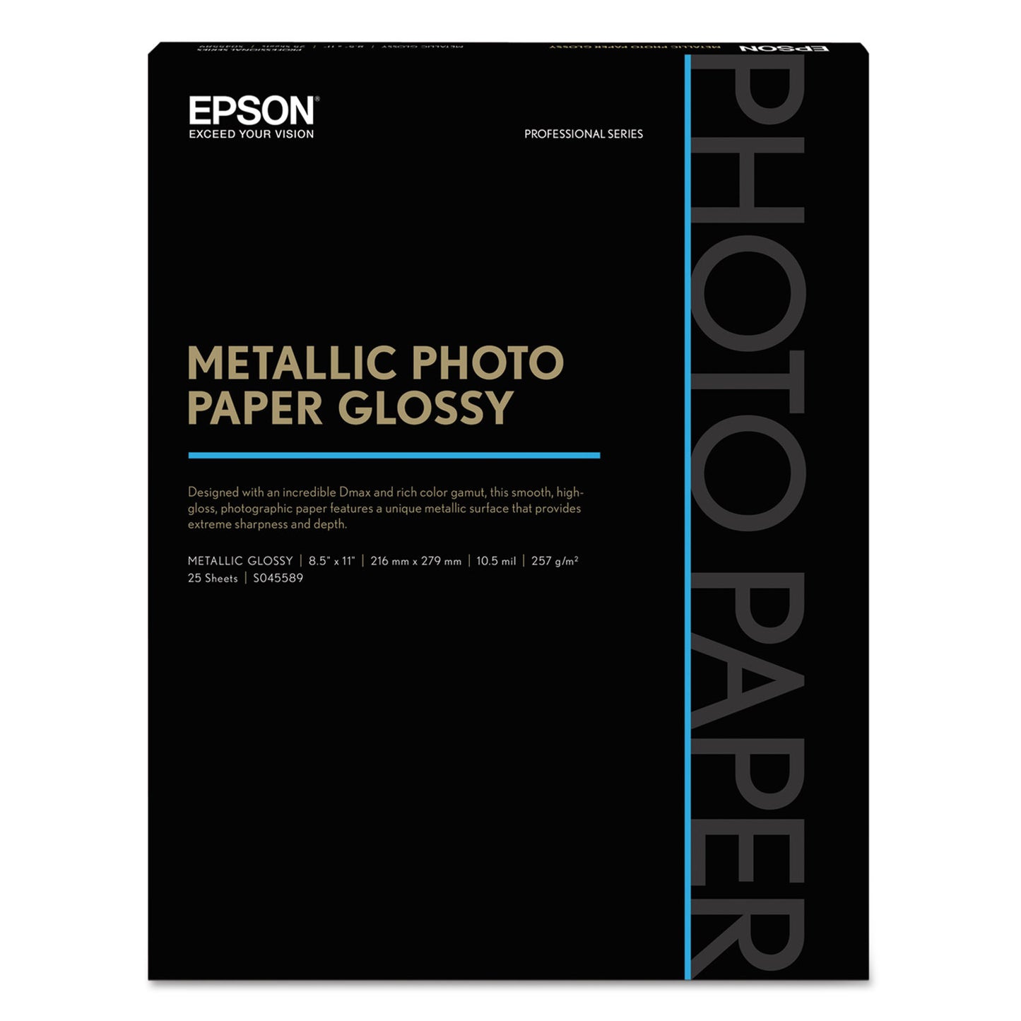 Epson Professional Media Metallic Gloss Photo Paper, 10.5 mil, 8.5 x 11, White, 25/Pack (S045589)