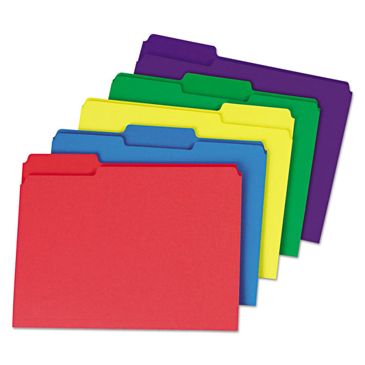 Universal Deluxe Heavyweight File Folders, 1/3-Cut Tabs: Assorted, Letter Size, 0.75" Expansion, Manila, 50/Pack (16413)