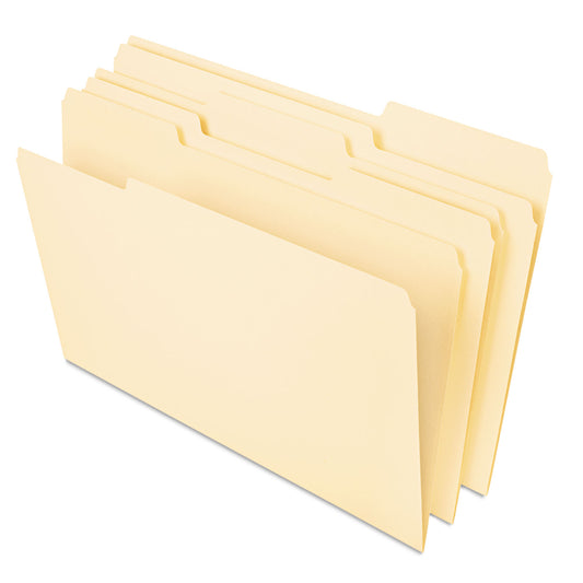 Universal Deluxe Heavyweight File Folders, 1/3-Cut Tabs: Assorted, Letter Size, 0.75" Expansion, Manila, 50/Pack (16413)