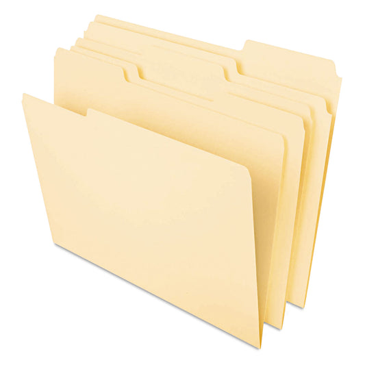 Universal Deluxe Heavyweight File Folders, 1/3-Cut Tabs: Assorted, Legal Size, 0.75" Expansion, Manila, 50/Pack (16420)