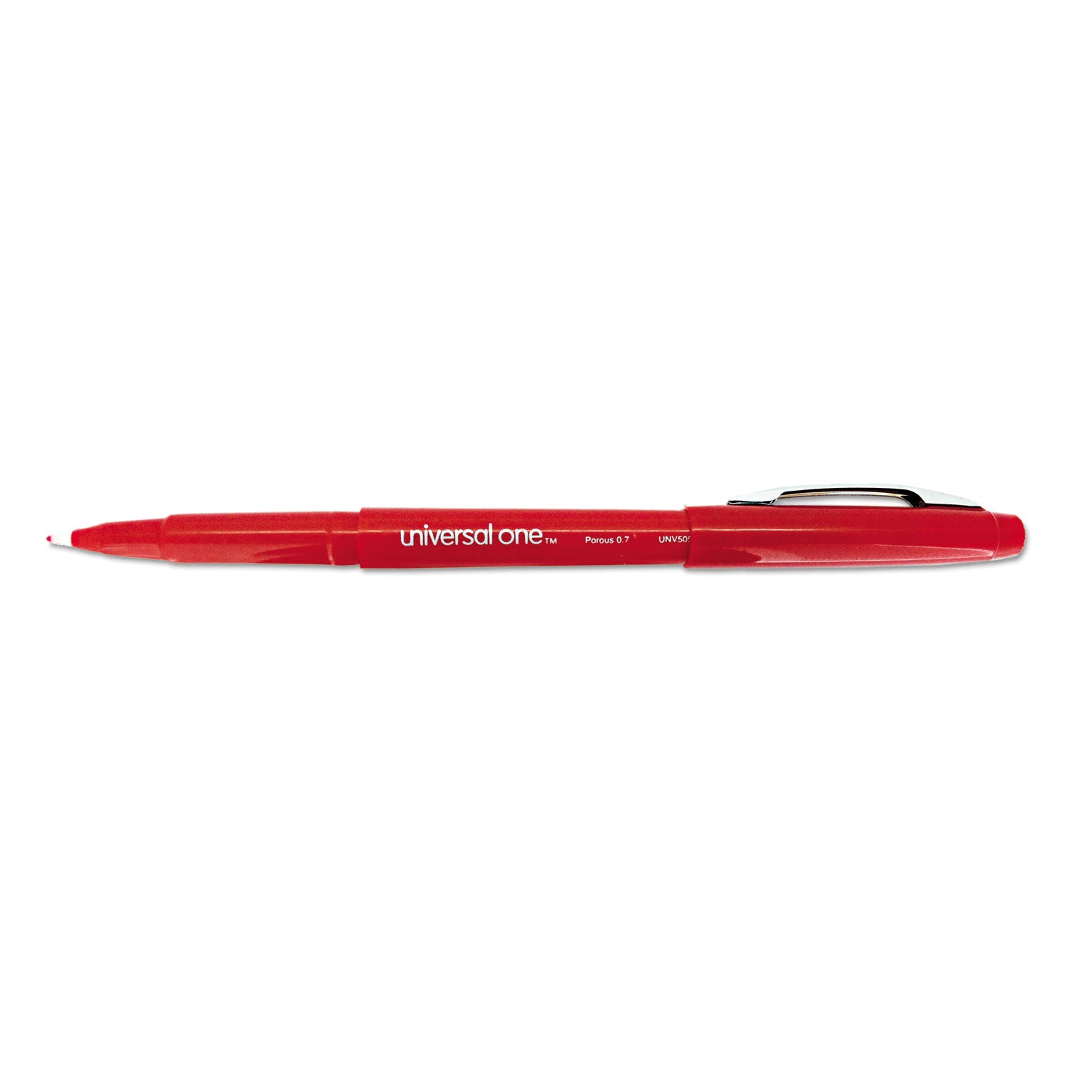 Universal Porous Point Pen, Stick, Medium 0.7 mm, Red Ink, Red Barrel, Dozen (50503)