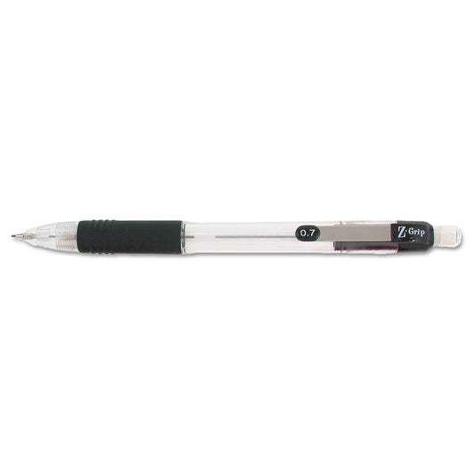 Zebra Z-Grip Mechanical Pencil, 0.7 mm, HB (#2), Black Lead, Clear/Black Barrel, 24/Pack (15241)