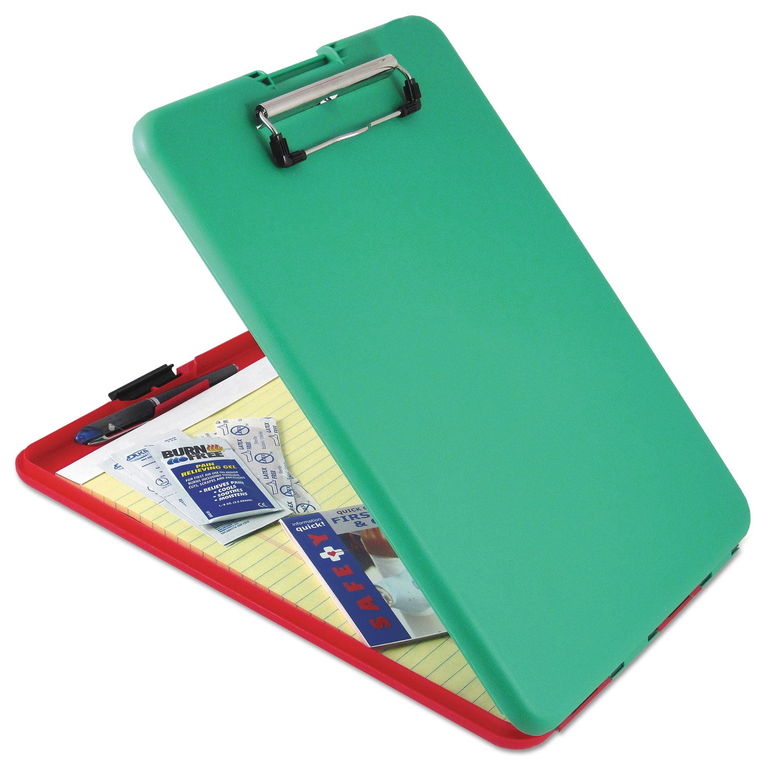 Saunders SlimMate Show2Know Safety Organizer, 0.5" Clip Capacity, Holds 8.5 x 11 Sheets, Red/Green (00580)