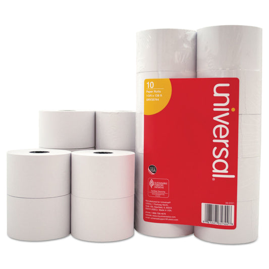 Universal Impact and Inkjet Print Bond Paper Rolls, 0.5" Core, 1.75" x 138 ft, White, 10/Pack (35744)