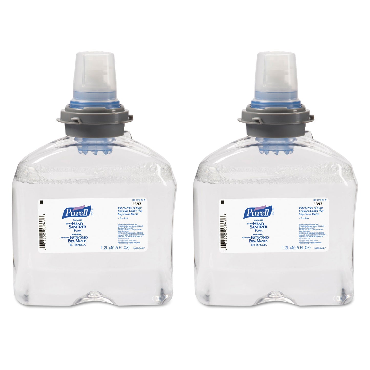 PURELL Advanced Hand Sanitizer TFX Refill, Foam, 1,200 mL, Unscented, 2/Carton (539202CT)