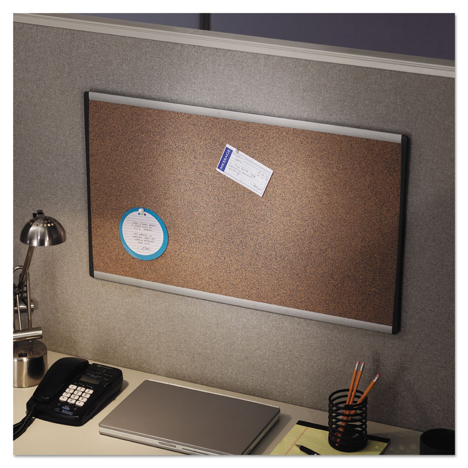 Quartet ARC Frame Cubicle Cork Board, 30 x 18, Tan Surface, Silver Aluminum Frame (ARCB3018)