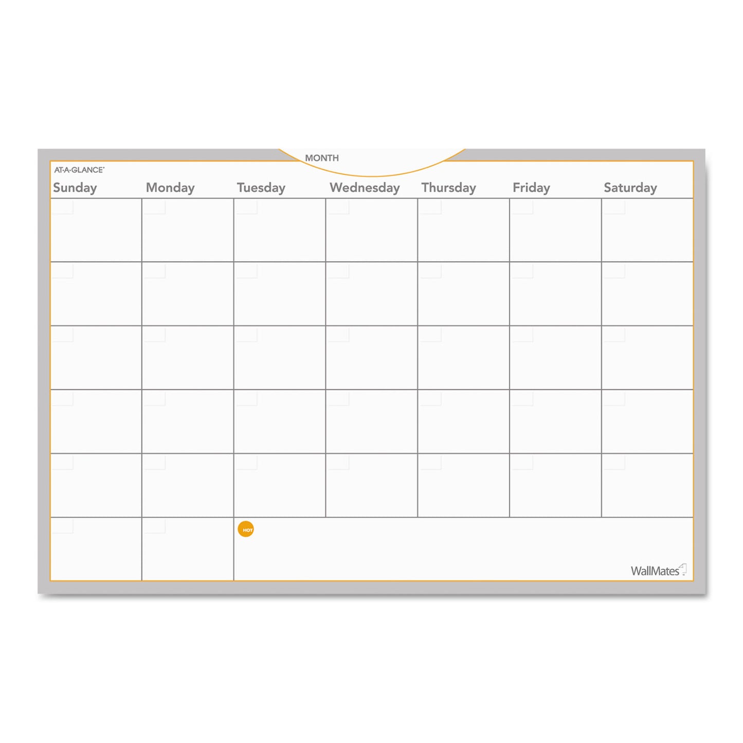 AT-A-GLANCE WallMates Self-Adhesive Dry Erase Monthly Planning Surfaces, 36 x 24, White/Gray/Orange Sheets, Undated (AW602028)