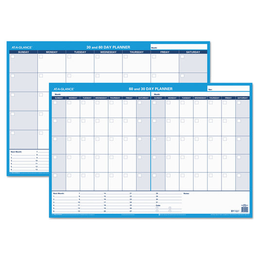 AT-A-GLANCE 30/60-Day Undated Horizontal Erasable Wall Planner, 36 x 24, White/Blue Sheets, Undated (PM23328)