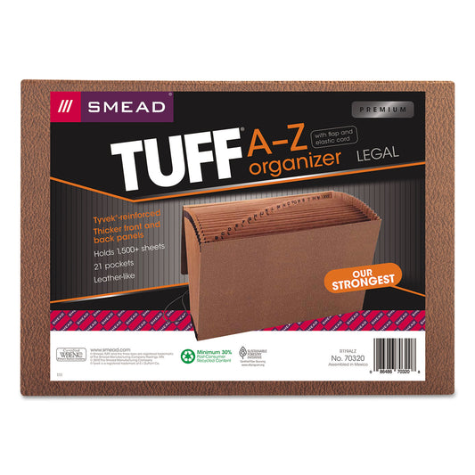 Smead TUFF Expanding Wallet, 21 Sections, Elastic Cord Closure, 1/21-Cut Tabs, Legal Size, Redrope (70320)