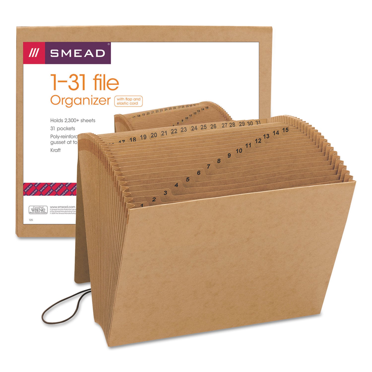 Smead Indexed Expanding Kraft Files, 31 Sections, Elastic Cord Closure, 1/15-Cut Tabs, Letter Size, Kraft (70168)