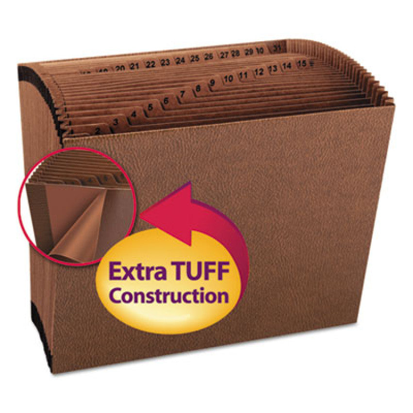 TUFF Expanding Open-Top Stadium File, 31 Sections, 1/31-Cut Tabs, Letter Size, Redrope