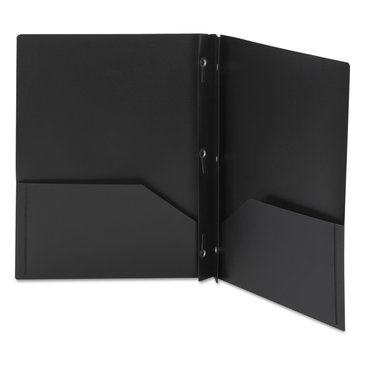 Smead Poly Two-Pocket Folder with Fasteners, 180-Sheet Capacity, 11 x 8.5, Black, 25/Box (87725)