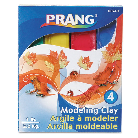 Prang Modeling Clay Assortment, 0.25 lb Each, Blue, Green, Red, Yellow, 1 lb (007400001)