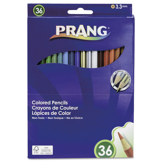 Prang Colored Pencil Sets, 3.3 mm, 2B, Assorted Lead and Barrel Colors, 36/Pack (22360)