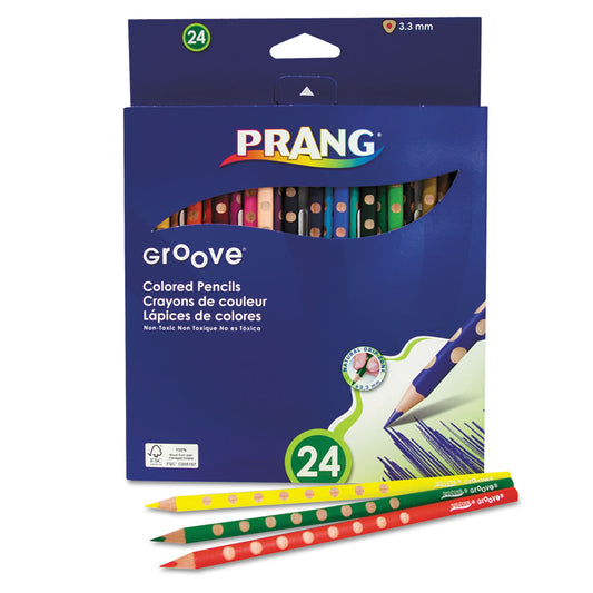 Prang Groove Colored Pencils, 3.3 mm, 2B, Assorted Lead and Barrel Colors, 24/Pack (28124)