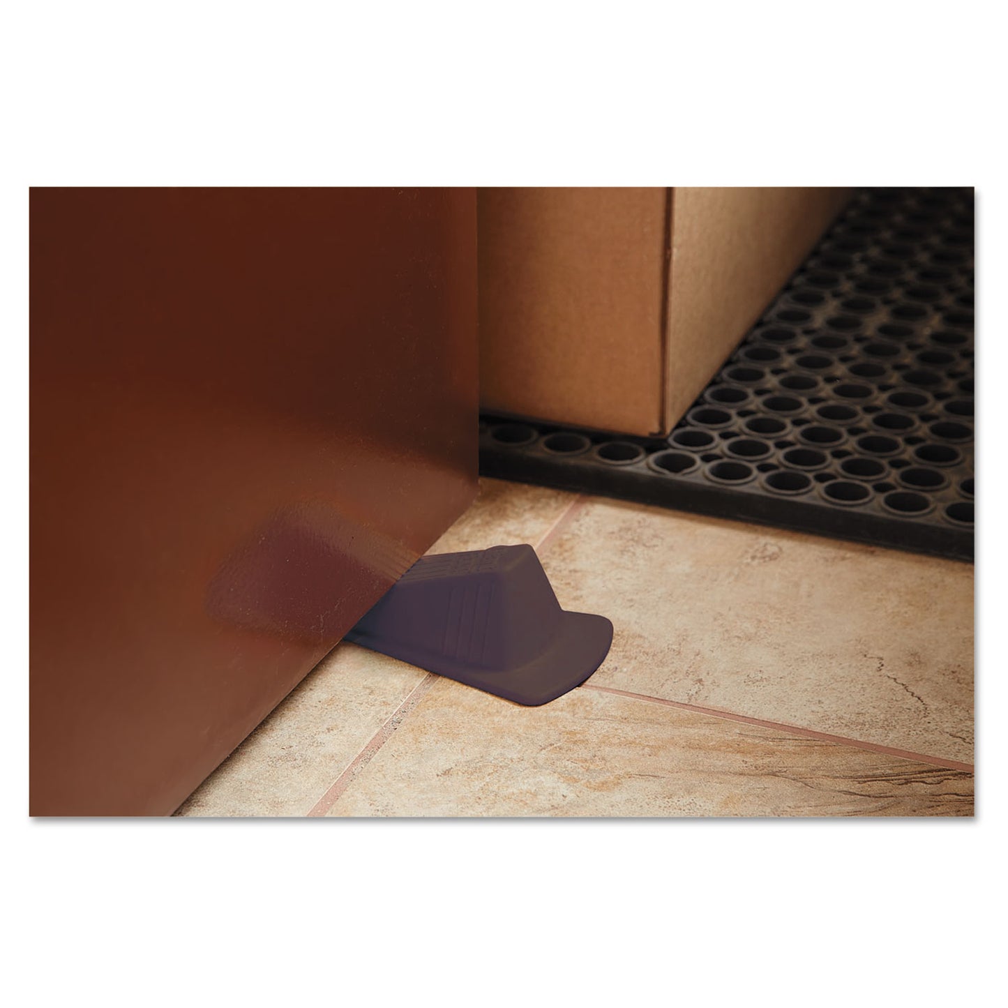 Master Caster Giant Foot Doorstop, No-Slip Rubber Wedge, 3.5w x 6.75d x 2h, Brown (00964)