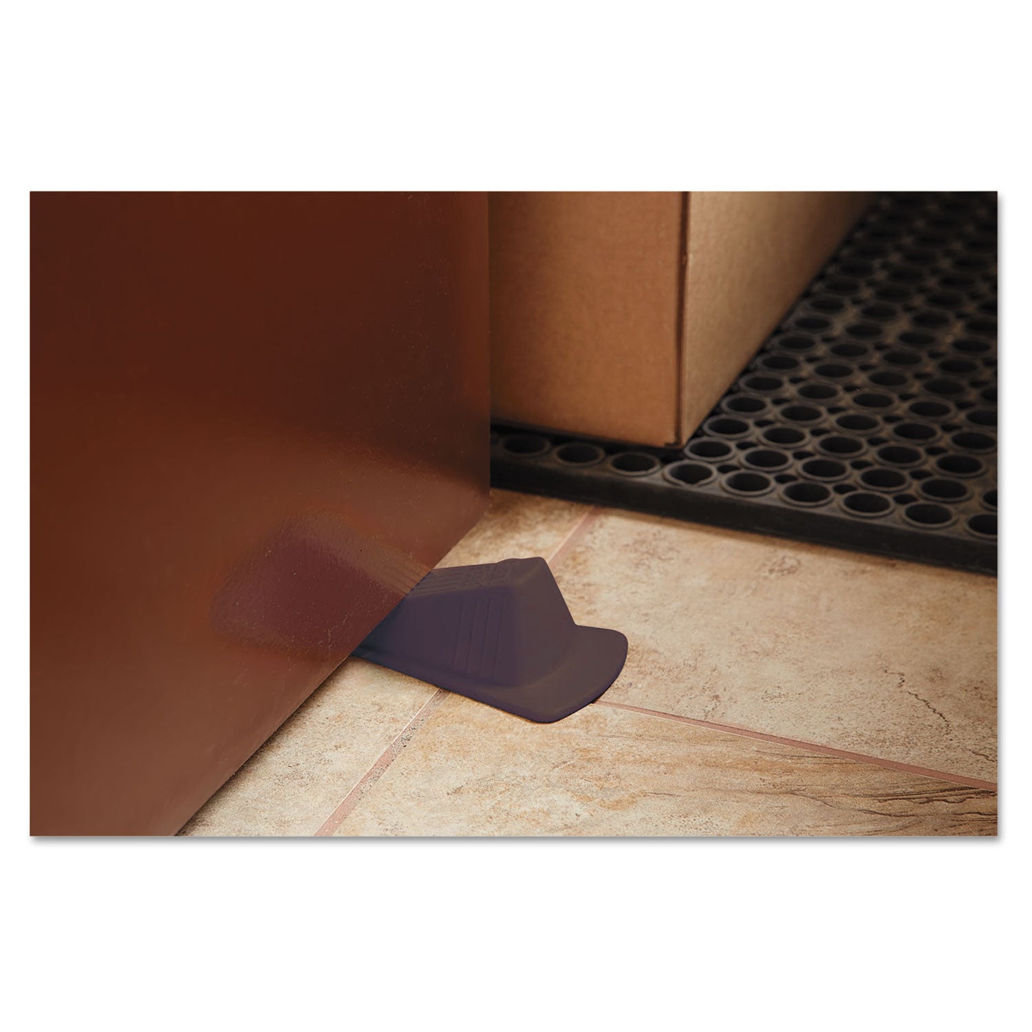 Master Caster Giant Foot Doorstop, No-Slip Rubber Wedge, 3.5w x 6.75d x 2h, Brown (00964)