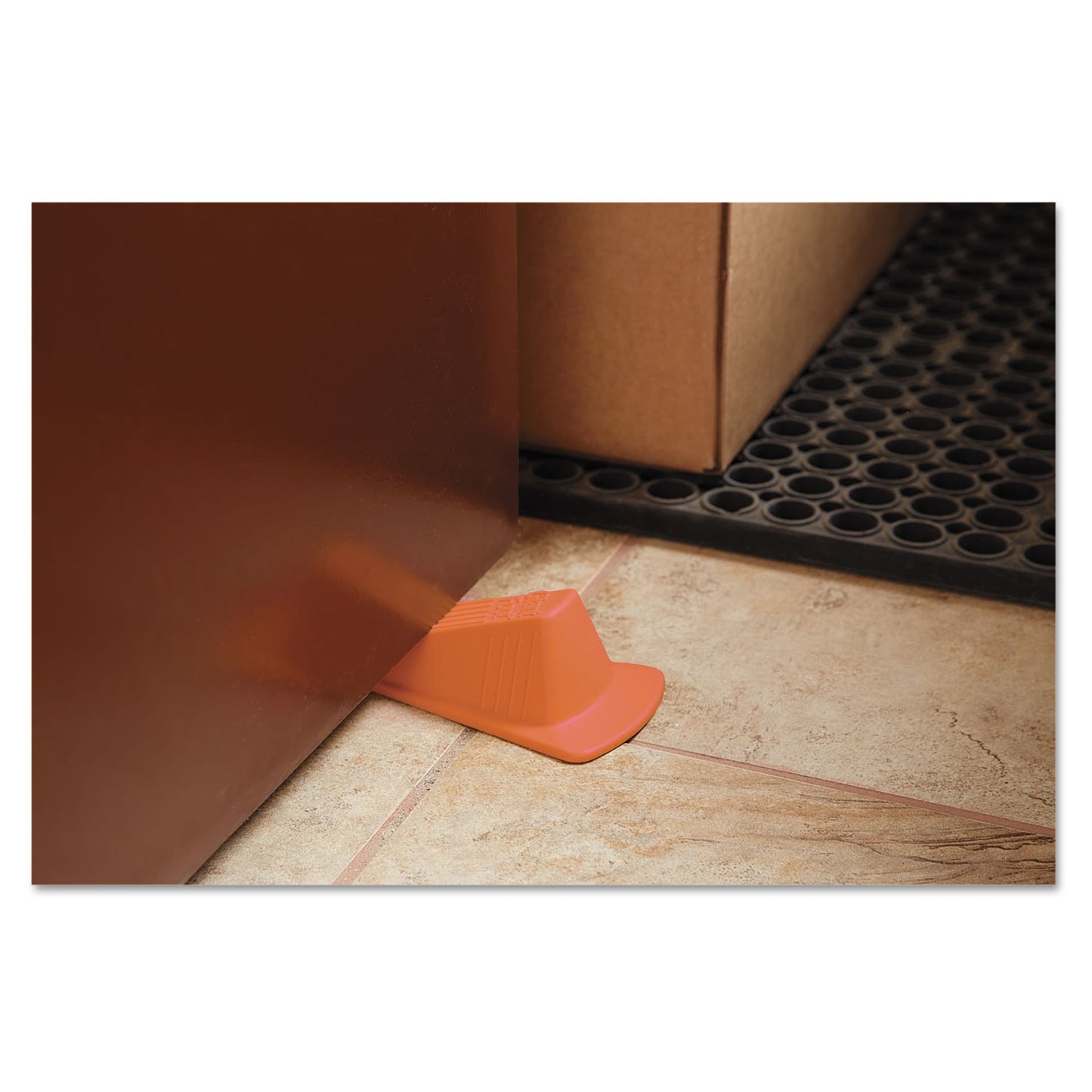 Master Caster Giant Foot Doorstop, No-Slip Rubber Wedge, 3.5w x 6.75d x 2h, Safety Orange (00965)