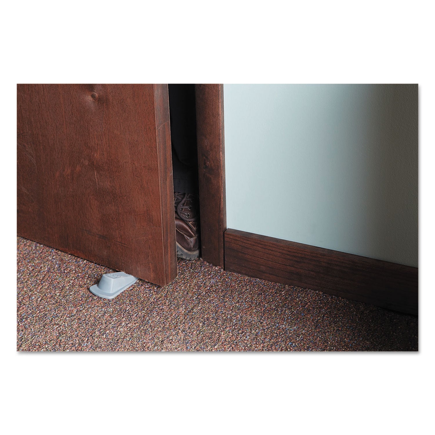 Master Caster Big Foot Doorstop, No Slip Rubber Wedge, 2.25w x 4.75d x 1.25h, Gray, 2/Pack (00972)