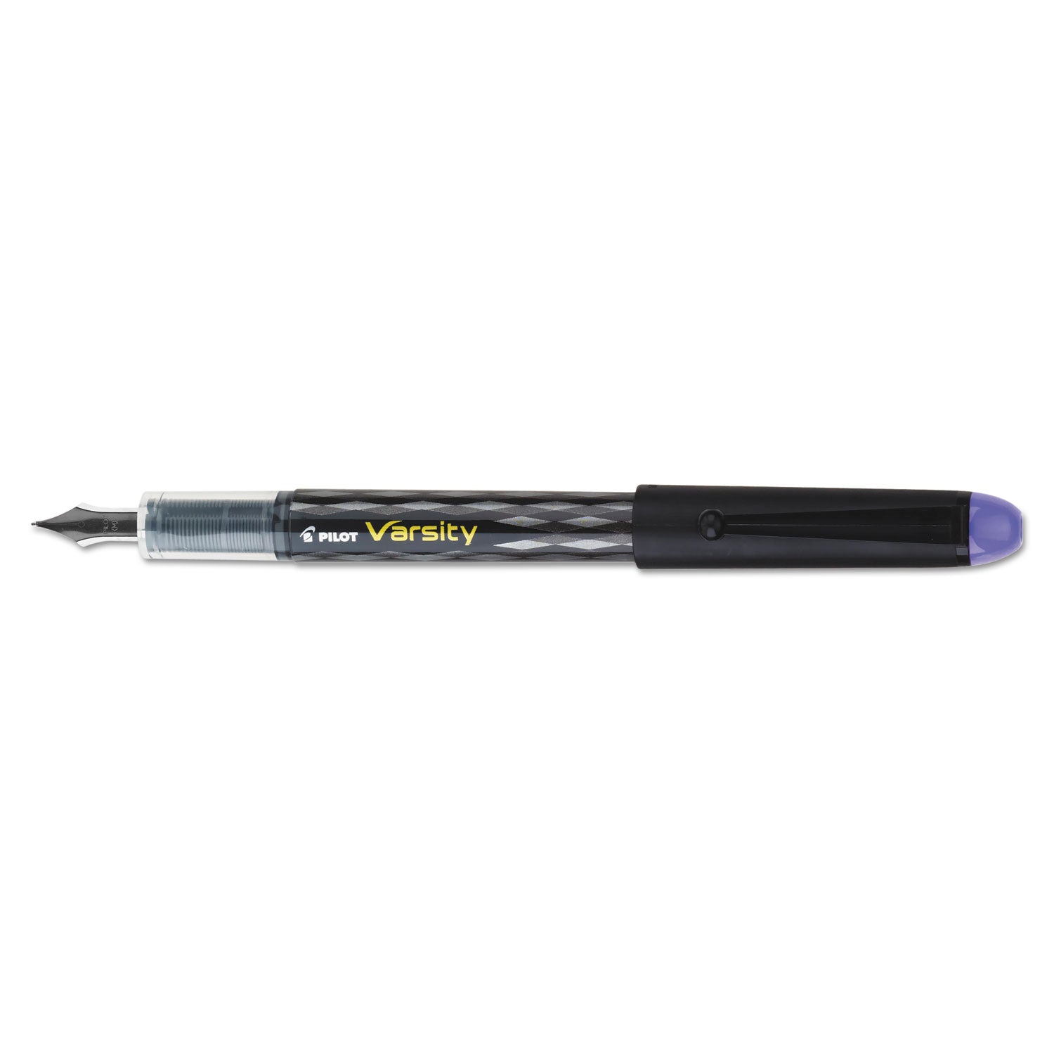 Pilot Varsity Fountain Pen, Medium 1 mm, Purple Ink, Clear/Black/Purple Barrel (90008)