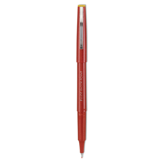 Pilot Razor Point Fine Line Porous Point Pen, Stick, Extra-Fine 0.3 mm, Red Ink, Red Barrel, Dozen (11007)