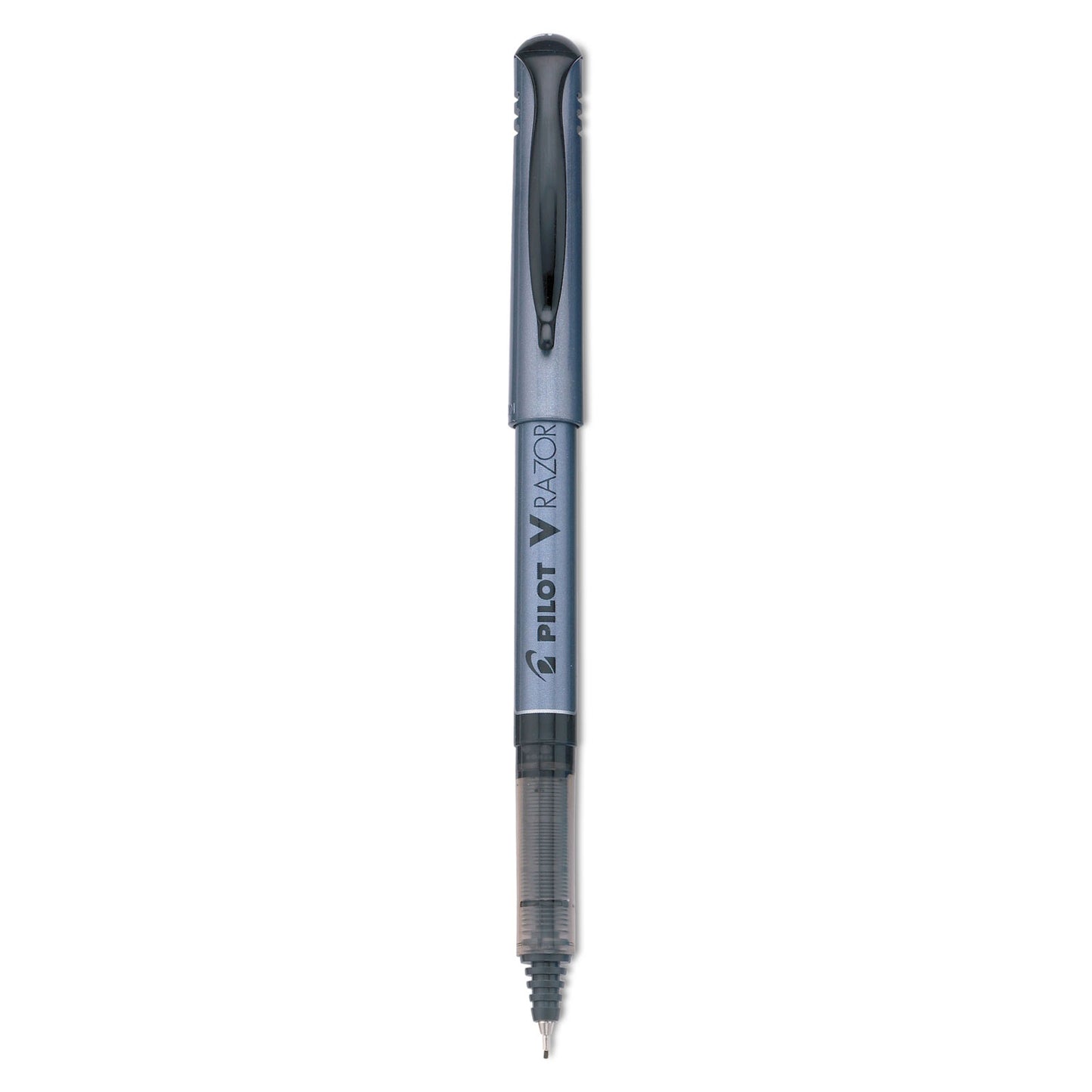 Pilot V Razor Point Liquid Ink Porous Point Pen, Stick, Extra-Fine 0.5 mm, Black Ink, Gray/Smoke Barrel, Dozen (11020)