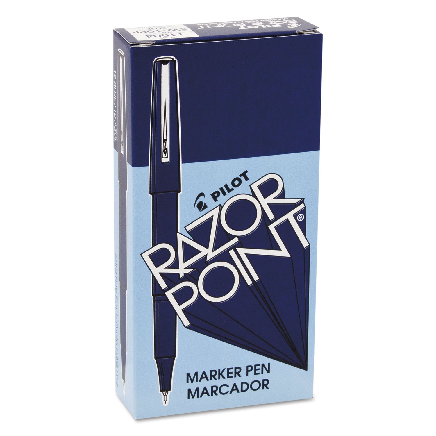 Pilot Razor Point Fine Line Porous Point Pen, Stick, Extra-Fine 0.3 mm, Blue Ink, Blue Barrel, Dozen (11004)