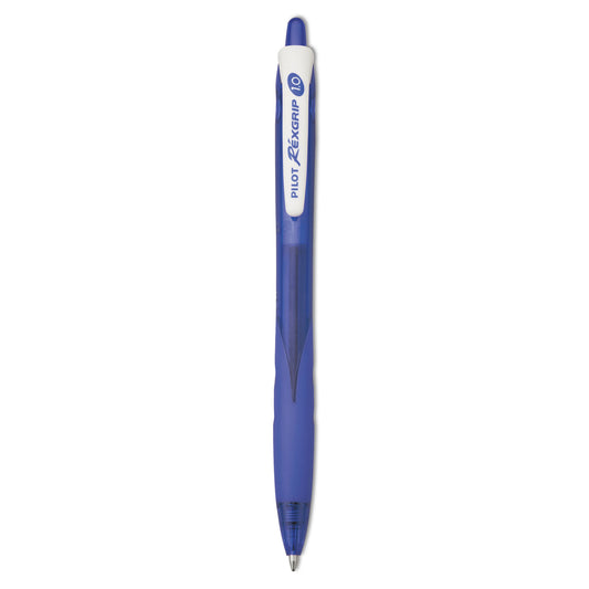 Pilot RexGrip BeGreen Ballpoint Pen, Retractable, Medium 1 mm, Blue Ink, Translucent Blue Barrel, Dozen (32371)