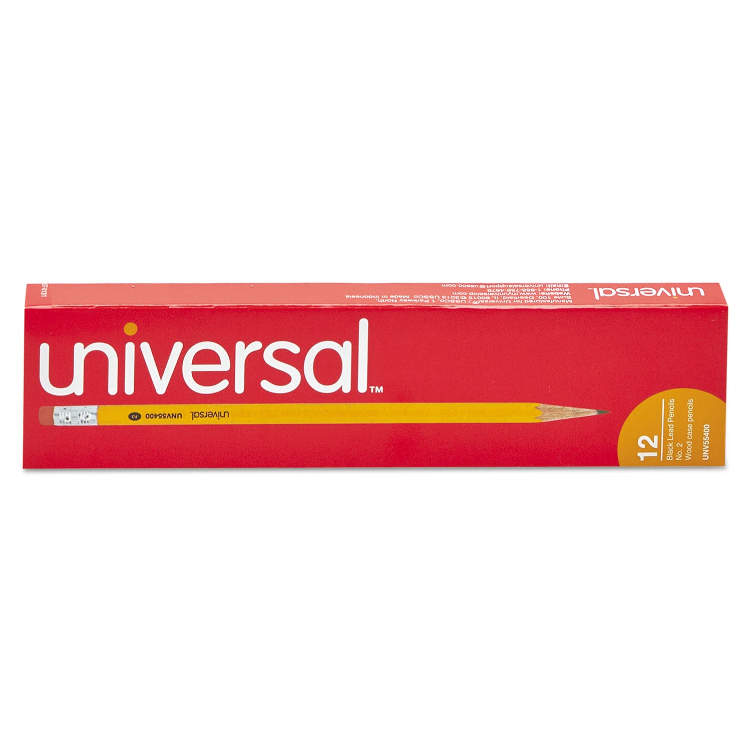 Universal #2 Woodcase Pencil, HB (#2), Black Lead, Yellow Barrel, Dozen (55400)